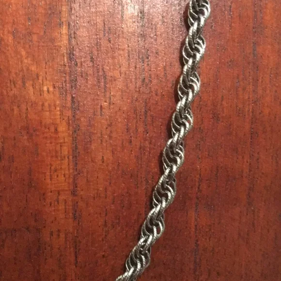 Silver Twisted Rope Necklace with Polished Finish - Picture 8 of 13